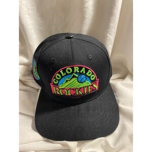 Colorado Rockies Inaugural 1993 PRO Standard Black Hat Cap Snap Back Adult OSFM